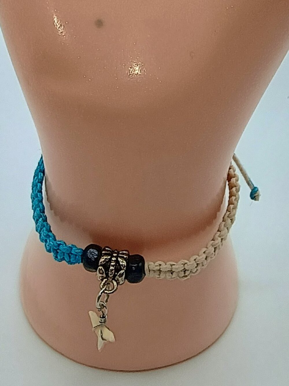 Handmade Macrame Bracelet with Collected Bone Charm